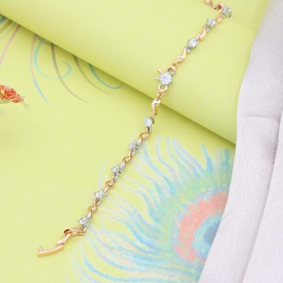 Elegant Rose Gold and Silver Crystal Bow Design Bracelet, Adjustable, XPBL0693 - Picture 4 of 12